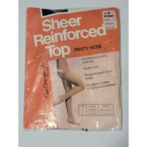 Vintage Our Own...For You Sheer Reinforced Top Pantyhose Off Black Size B